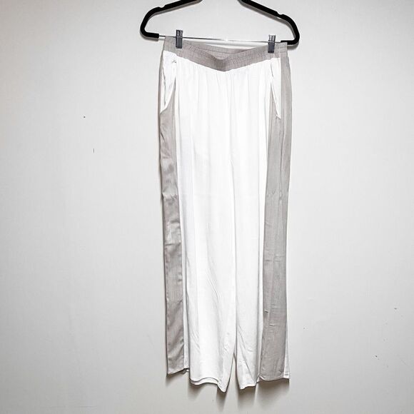 Le Lis Cream Beige Color block Wide Leg Flowy Pants Womens Sz M - Picture 1 of 9